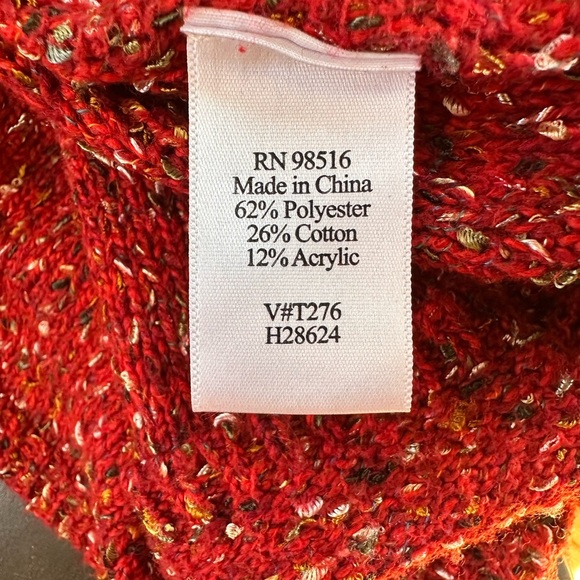 Coldwater Creek Womens Red Soeckled Knit Pullover Sweater V Neck size XL - Picture 11 of 13